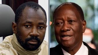 Assimi Goïta, chef de la junte militaire au Mali, et le président ivoirien Alassane Ouattara 