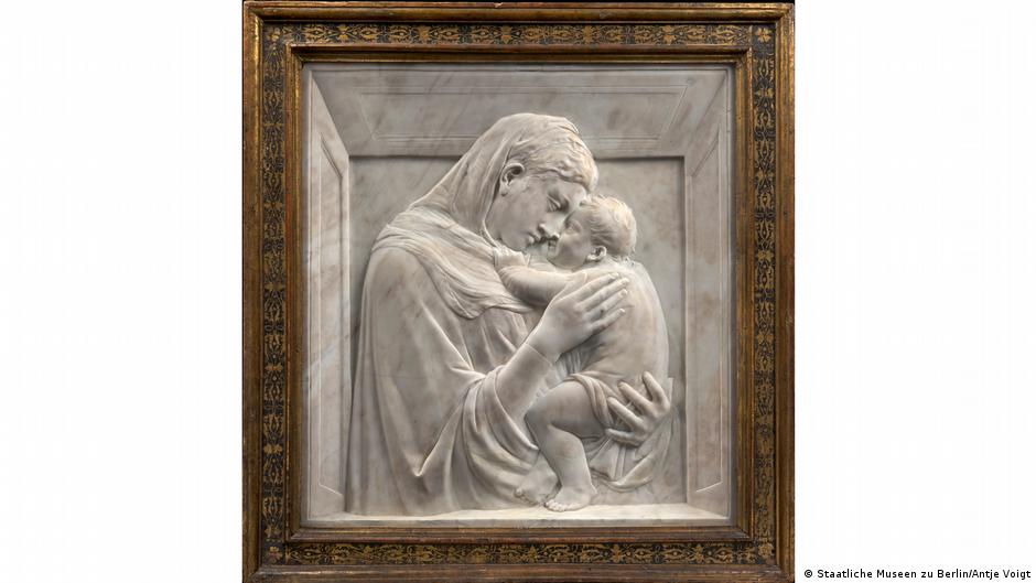 A work of art depicting Mary and the infant Jesus by Renaissance artist Donatello.