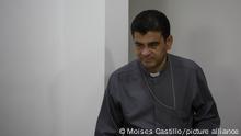 Rolando Alvarez, Bishop of Matagalpa, arrives for a press conference in Managua, Nicaragua, Thursday, May 3, 2018. the Roman Catholic Church agreed on Tuesday April 24, 2018 to act as mediator and witness in a national dialogue between members of civil society and the Nicaraguan Daniel Ortega's government. (AP Photo/Moises Castillo)