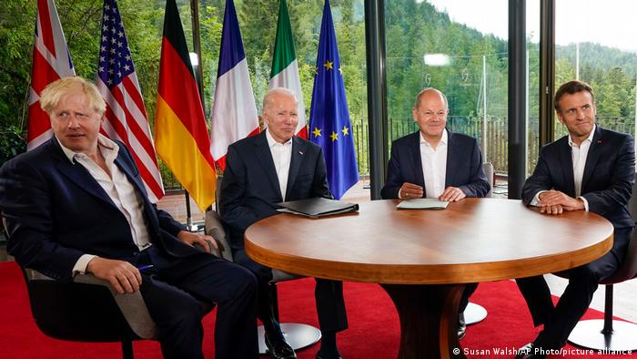 Scholz, Biden, Johnson dhe Macron në Elmau Scholz, Biden, Johnson dhe Macron në Elmau