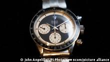 A Rolex, ref. 6263, cosmograph Daytona, Oyster Sotto, Paul Newman dial, an exceptionally rare steel chronograph wristwatch is on display at Christie's on Friday, June 3, 2022 in New York City. Photo by John Angelillo/UPI Photo via Newscom picture alliance