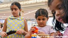  August 20, 2022, Mumbai, Maharashtra, India: Children are seen using Lego blocks to make different objects at R City mall in Mumbai. Lego group marked 90 years of play by introducing Lego playground at the mall where children used their ideas to create objects using Lego blocks. Mumbai India - ZUMAs197 20220820_zaa_s197_133 Copyright: xAshishxVaishnavx