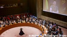 USA Wolodymyr Selenskyj über Videokonferenz während einer Sitzung des UN-Sicherheitsrates