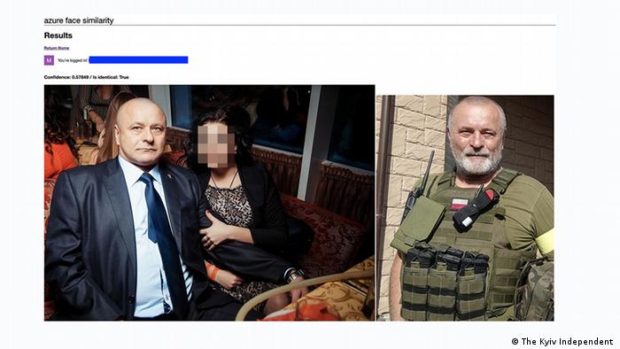 Screenshot The Kyiv Independent |  man with a woman, man in military dress