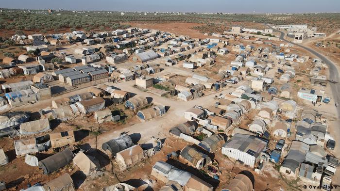 Aerial view of Al-Tah camp near the town of Maarat Misrin, northern Syria.