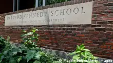 CAMBRIDGE, MASSACHUSETTS - JULY 08: A view of a sign for the Harvard Kennedy School of Government on July 08, 2020 in Cambridge, Massachusetts. Harvard and Massachusetts Institute of Technology have sued the Trump administration for its decision to strip international college students of their visas if all of their courses are held online. (Photo by Maddie Meyer/Getty Images)