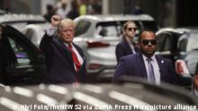 August 10, 2022, New York, USA: (New) Former US President Donald J. Trump Leaves Trump Tower-New York. August 10, 2022, New York, USA: Former President of the United States of America Donald J. Trump is staying at Trump Tower in New York, on Wednesday (10). Trump is staying at Trump Tower overnight following a dinner in Bedminster, New Jersey, USA, on Tuesday (9). His residence at Mar-a-Lago was raided by the FBI in the state of Florida. He is seen leaving the Tower in the morning of Wednesday (10) (Credit Image: Â© Niyi Fote/TheNEWS2 via ZUMA Press Wire