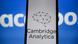 The Cambridge Analytica logo on a Facebook backdrop The Cambridge Analytica logo on a Facebook backdrop