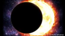 3D rendering of the solar eclipse showing the moon moving over the sun. 3D illustration.