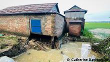 A flood-damaged house in Ward 1, near to the Kosi river, in August 2022.