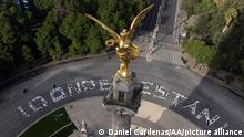 MEXICO CITY, MEXICO - AUGUST 30: A message that reads 'Where are they' in Spanish written with clothes of missing people, is seen on the roundabout of the Angel of Independence monument during the International Day of the Victims of Enforced Disappearances , in Mexico City, Mexico on August 30, 2022. According to the United Nations (UN) Committee on Enforced Disappearances, Public agents and organized crime are responsible for Mexico's soaring numbers of enforced disappearance. The Day was designated by the UN General Assembly in 2010. Daniel Cardenas / Anadolu Agency