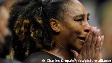 02.09.2022, USA, New York: Tennis: Grand Slam/WTA-Tour - US Open, Einzel, Damen, 3. Runde, Williams (USA) gegen Tomljanovic (Australien): Serena Williams reagiert nach ihrer Niederlage. Foto: Charles Krupa/AP/dpa +++ dpa-Bildfunk +++