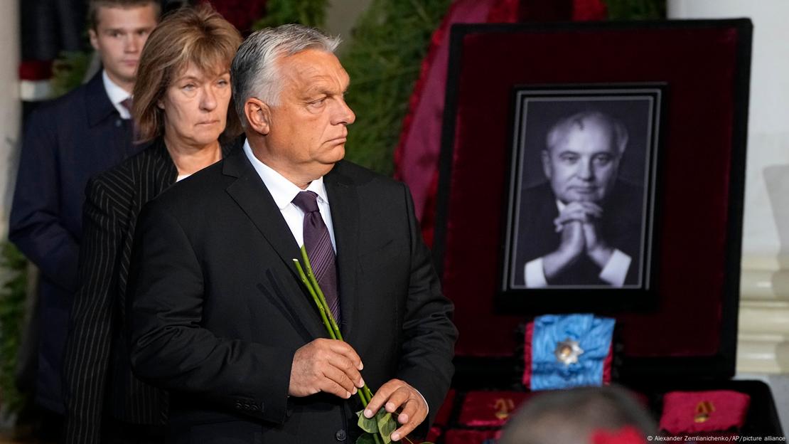 Viktor Orbán, primeiro-ministro da Hungria, no funeral de Gorbachev