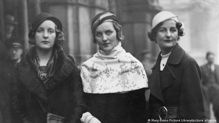 Unity Mitford (pictured left) with her sisters Diana and Nancy (pictured right)