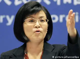 BEIJING, China - Chinese Foreign Ministry spokeswoman Jiang Yu speaks at a press conference in Beijing on Dec. 2, 2010. China urged five other parties of the six-nation talks on North Korea's nuclear programs the same day to support a Chinese proposal to convene an emergency head-of-delegation meeting. (Kyodo)