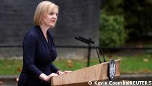Britain's new Prime Minister Liz Truss speaks after arriving in Downing Street in London, Britain, September 6, 2022. REUTERS/Kevin Coombs