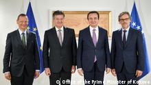 The newly appointed advisors of Germany and France for the Kosovo-Serbia dialogue, Jenns Plettner and Emmanuel Beaune, in a meeting with the Prime Minister of Kosovo Albin Kurti in Pristina
Date: 09.09.2022
