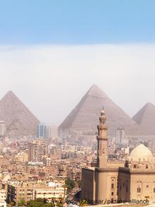 View of modern Egypt from the Pyramids of Giza