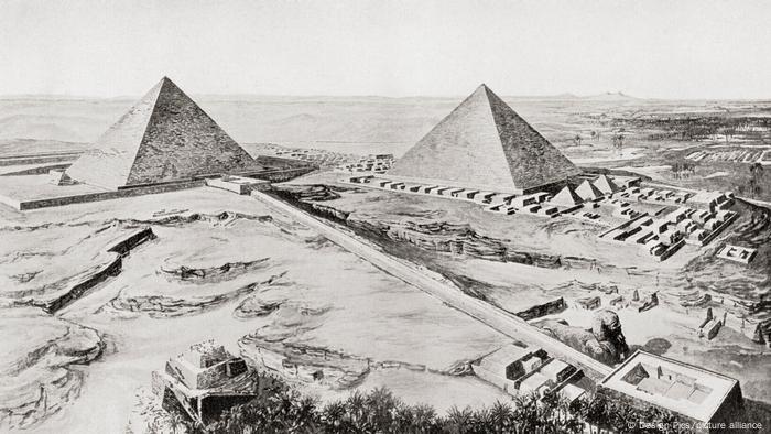 Las pirámides de Giza, Egipto. De la Historia de las Naciones de Hutchinson, publicada en 1915.