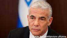 Israeli Prime Minister Yair Lapid attend the cabinet meeting at the prime minister's office in Jerusalem, Sunday, Sept. 4, 2022. (Abir Sultan/Pool Photo via AP)