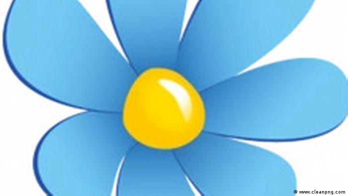New Swedish Democrats logo, a pennywort flower in flag colors