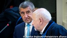 12.09.2022
Czech billionaire and former Prime Minister Andrej Babis, left, waits for the beginning of his trial, at the Prague Municipal Court, in Prague, Czech Republic, Monday, Sept. 12, 2022. Former Czech Prime Minister Andrej Babis is going on trial in a $2 million fraud case involving European Union subsidies. The case involves a farm known as the Storkâ€™s Nest that received EU subsidies after its ownership was transferred from the Babis-owned Agrofert conglomerate of around 250 companies to Babisâ€™ family members. (AP Photo/Bundas Engler)