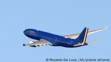 ROME, ITALY, SEPTEMBER 13: An aircraft of ITA Italian Airways company carrying Pope Francis takes off to Nur-Sultan, Kazakhstan, at RomeÃs Fiumicino international airport, Italy, on September 13, 2022. Pope Francis begins a 3-day trip to attend the 7th Congress of Leaders of World and Traditional Religions. Riccardo De Luca / Anadolu Agency