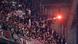 Pyrotechnik wird aus dem Frankfurter Fanblock in Richtung der Anhänger von Olympique Marseille geworfen. Pyrotechnik wird aus dem Frankfurter Fanblock in Richtung der Anhänger von Olympique Marseille geworfen.