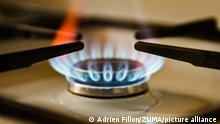 June 17, 2022, Cours la Ville, Auvergne Rhone Alpes, France: Illustration picture showing gas on a gas stove. GRTgaz announced this Friday, June 17, that it no longer receives Russian gas by pipeline, the day after the visit in Ukraine of European leaders such as EMMANUEL MACRON, OLAF SCHOLZ or MARIO DRAGHI. (Credit Image: Â© Adrien Fillon/ZUMA Press Wire