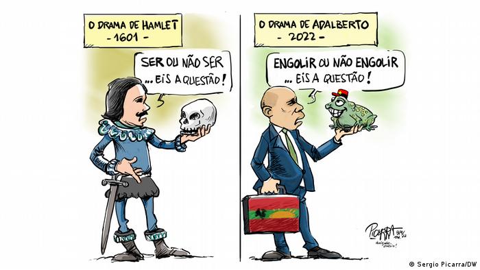 DW Portugiesisch Karikatur “Engolir o sapo” 