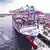  Containerschiff der Reederei COSCO wird am Container Terminal Tollerort im Hamburger Hafen abgefertigt.