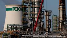 FILE PHOTO: Industrial facilities of the PCK oil refinery are pictured in Schwedt/Oder, Germany, May 9, 2022. The company receives crude oil from Russia via the 'Friendship' pipeline. REUTERS/Hannibal Hanschke/File Photo