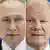 Канцлер Німеччини Олаф Шольц (праворуч) і президент Росії Володимир Путін (ліворуч)