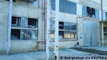 A production facility damaged by a Russian military strike is seen at a compound of the Pivdennoukrainsk Nuclear Power Plant, amid Russia's invasion of Ukraine, in Yuzhnoukrainsk, Mykolaiv region, Ukraine, in this handout picture released September 19, 2022. Press service of the National Nuclear Energy Generating Company Energoatom/Handout via REUTERS ATTENTION EDITORS - THIS IMAGE HAS BEEN SUPPLIED BY A THIRD PARTY. MANDATORY CREDIT.