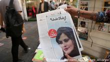 TEHRAN, IRAN - SEPTEMBER 18: A view of Iranian newspapers with headlines of the death of 22 years old Mahsa Amini who died after being arrested by morality police allegedly not complying with strict dress code in Tehran, Iran on September 18, 2022. Fatemeh Bahrami / Anadolu Agency