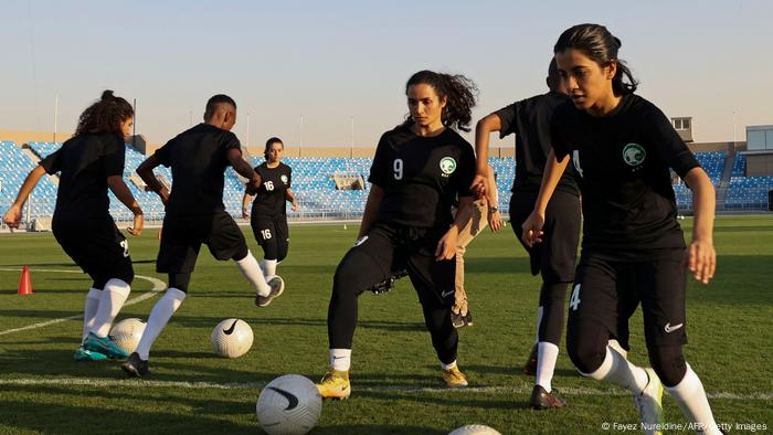 Training of the newly formed women's national football team in Riyadh in November 2021