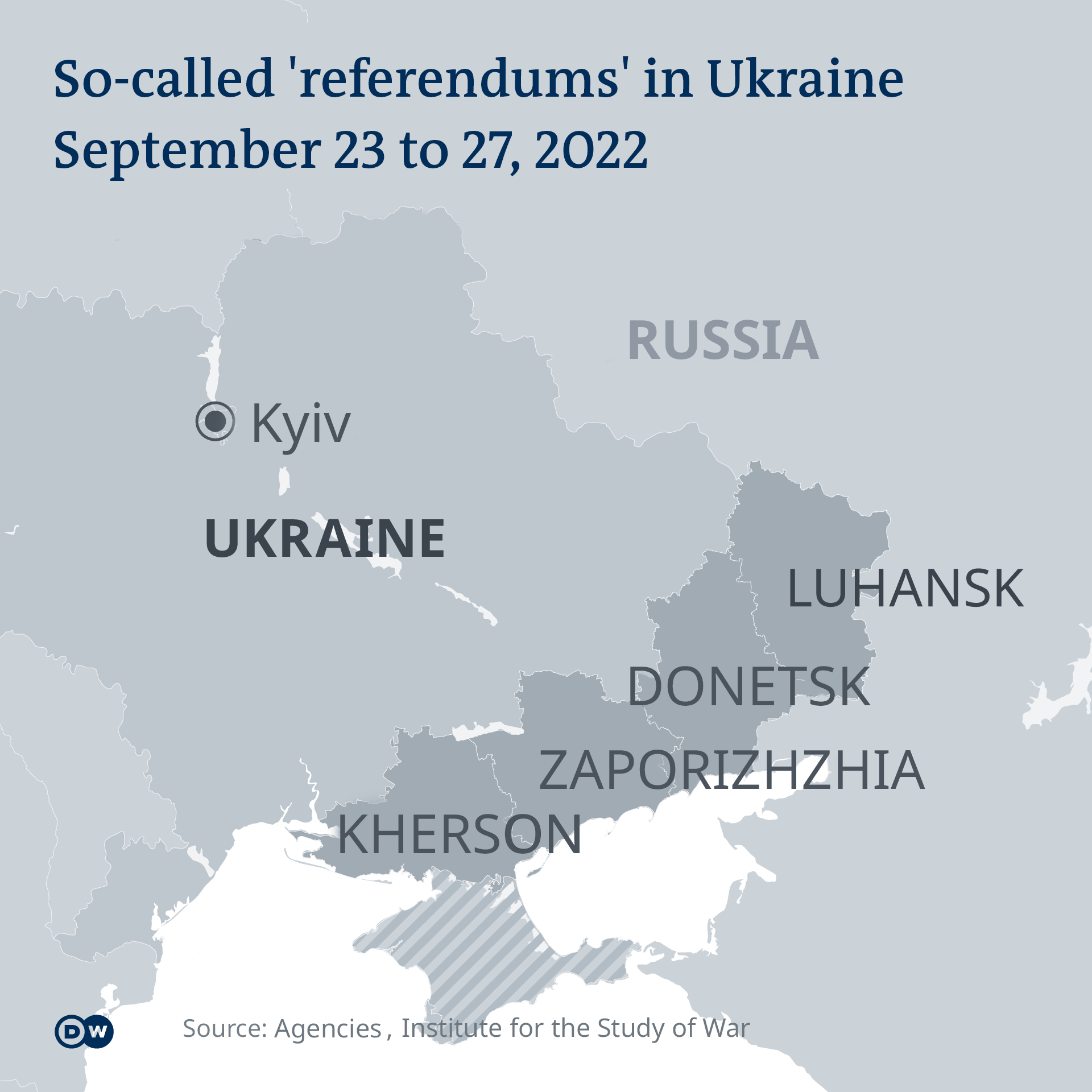  Четирите района в Украйна, в които от 23 до 27 септември 2022 се организират така наречен референдуми за присъединение към Русия 