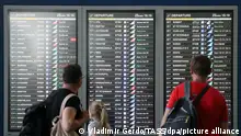 MOSCOW, RUSSIA - JUNE 22, 2019: A flight information display at the Vnukovo International Airport. Russia's President Vladimir Putin has signed a decree temporarily banning passenger flights to Georgia as of July 8, 2019, amid unrest in Georgia sparked by the visit of a Russian lawmaker. Vladimir Gerdo/TASS