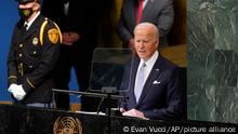 President Joe Biden addresses the 77th session of the United Nations General Assembly on Wednesday, Sept. 21, 2022, at the U.N. headquarters.Â (AP Photo/Evan Vucci)