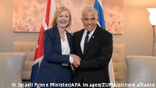 September 22, 2022, New York, New York, United States of America: Israeli Prime Minister Yair Lapid meets with British Prime Minister Liz Truss in New York, on September 22, 2022 (Credit Image: © Israeli Prime Minister/APA Images via ZUMA Press Wire