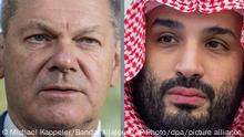 Links:
Bundeskanzler Olaf Scholz (SPD), steht bei einem TV-Interview auf dem Gelände der UN während seines Aufenthalts zur Generaldebatte bei der 77. Vollversammlung der UN. +++ dpa-Bildfunk +++
Rechts:
In this photo released by Saudi Royal Palace, Saudi Crown Prince Mohammed bin Salman, attends the G20 Leaders' Summit via videoconference at the royal palace in Riyadh, Saudi Arabia, Saturday, Oct. 30, 2021. (Bandar Aljaloud/Saudi Royal Palace via AP)