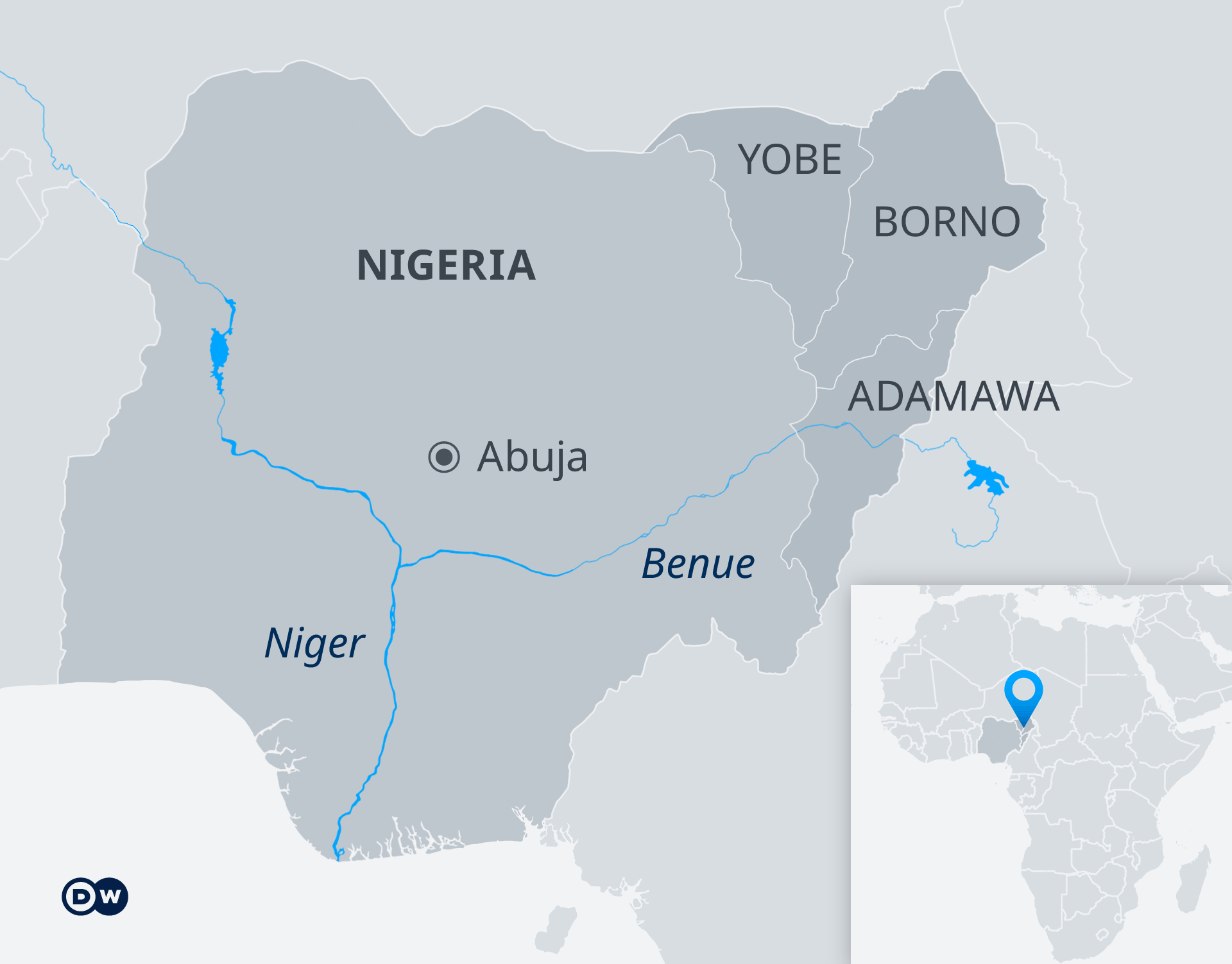 Karte Nigeria Überschwemmung Niger und Benue EN