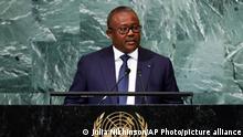 President of Guinea-Bissau Úmaro Sissoco Embaló addresses the 77th session of the United Nations General Assembly, Thursday, Sept. 22, 2022, at U.N. headquarters. (AP Photo/Julia Nikhinson)