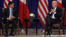 U.S. President Joe Biden takes part in a bilateral meeting with Philippines President Ferdinand Romualdez Marcos, Jr. in New York, New York, U.S., September 22, 2022. REUTERS/Leah Millis