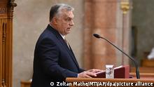 26.09.2022 Der ungarische Ministerpräsident Viktor Orban hält seine Rede am Eröffnungstag der Herbstsitzung des Parlaments. +++ dpa-Bildfunk +++