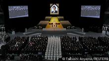 TOKYO, JAPAN - SEPTEMBER 27: A view of the stage during the state funeral for Japan's former prime minister Shinzo Abe on September 27, 2022 at the Budokan in Tokyo, Japan. Several current and former heads of state visited Japan for the state funeral of Abe, who was assassinated in July while campaigning on a street. Takashi Aoyama/Pool via REUTERS