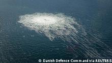 27.09.2022 *** Gas bubbles from the Nord Stream 2 leak reaching surface of the Baltic Sea in the area shows disturbance of well over one kilometre diameter near Bornholm, Denmark, September 27, 2022. Danish Defence Command/Handout via REUTERS THIS IMAGE HAS BEEN SUPPLIED BY A THIRD PARTY. 