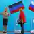 Прапори Росії і "ДНР" над виборчими урнами