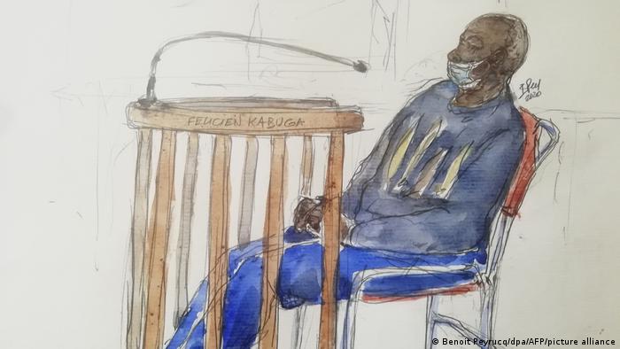 Ruanda/Frankreich Gerichtszeichnung von Felicien Kabuga