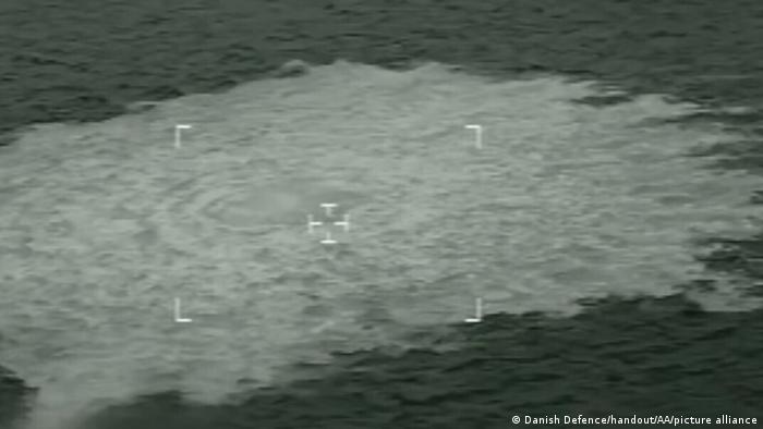 صورة عرضتها وزارة الدفاع الدنماركية لموقع تسرب الغاز الروسي في بحر البلطيق (27/9/2022)